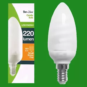 1x 5W Low Energy CFL Candle Light Bulbs, SES, E14, Small Edison Screw Lamps - Picture 1 of 1