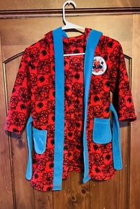 Spiderman Boys Cozy Bath Robe W/ Hood Red/Blue Size Small - Picture 1 of 4