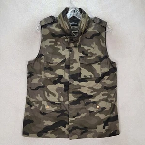 Unbranded Womens Vest Size L Green Camouflage Zipper Utility Pockets Punk Grunge - Picture 1 of 18