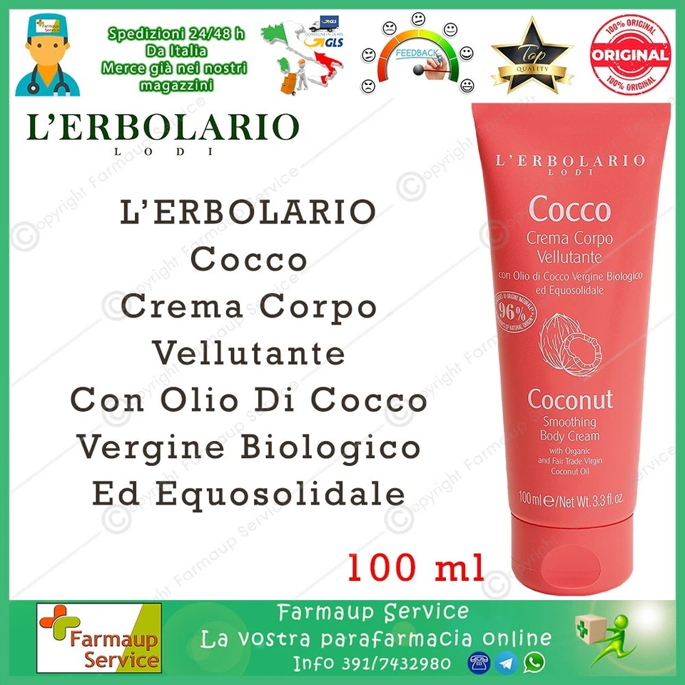 L'Erbolario Cocco Crema Corpo Vellutante Con Olio Di Cocco 100 ml - Immagine 1 di 1