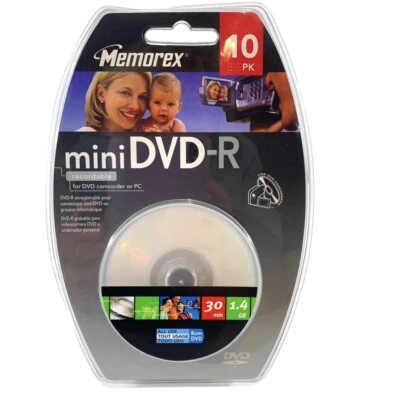 Memorex MINI DVD-R 1 .4 GB 30 Min Single Sided 10 Pack New Sealed Fast Shipping - Image 1 of 4