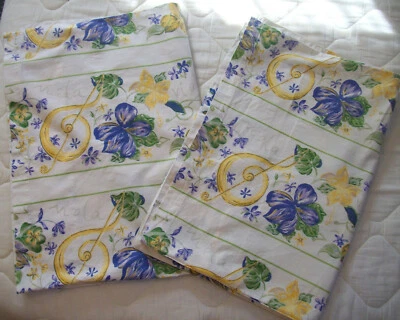 Fundas de almohada florales vintage April Cornell violetas y voila (2) ~ estándar 26" x 19" Foto 1 de 3