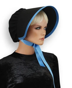 Schwarze Haube, Victorian Bonnet, Viktorianische Schute, Gothik Steampunk Gothic - Bild 1 von 2