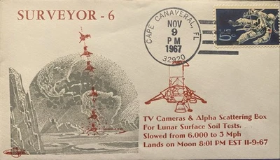 SURVEYOR - 6  LANDS ON MOON - CAPE CANAVERAL  NOVEMBER  9 , 1967 ORBIT COVERS - Image 1 of 4