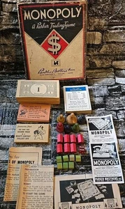 VTG 1935 Monopoly Parker Brothers Board Game REPLACEMENT PARTS PIECES No Board - Picture 1 of 17