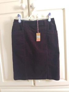 White Stuff Polly Pencil Dark Aubergine Cotton Velvet Skirt 10 (small 12) BNWT - Picture 1 of 7