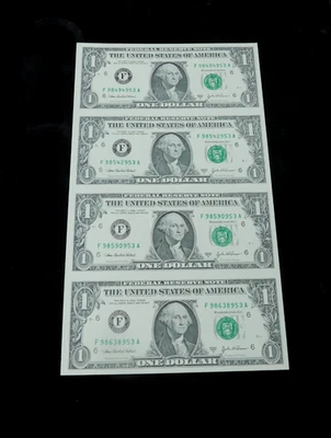 2003 $1 Federal Reserve Uncut Sheet of 4x UNC Notes - Image 1 of 4