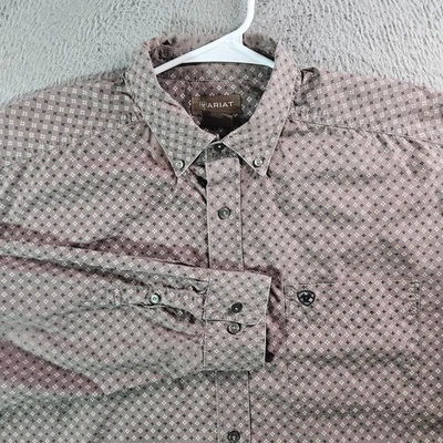 Ariat Shirt Men XXL Button Up Geometric Long Sleve Light Brown  - Pls Read - Image 1 of 4