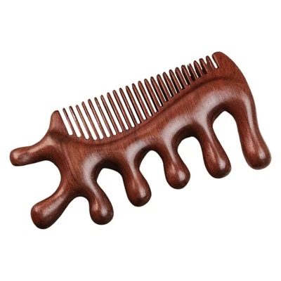 Peine de madera para mujer peine de masaje de mano cuero cabelludo cuello herramienta de relajación facial Foto 1 de 4