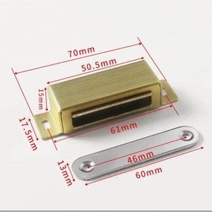 Cierre de pestillo imán de captura magnético para gabinete de puerta 2 piezas, bronce 70x17,5 mm - Imagen 1 de 5