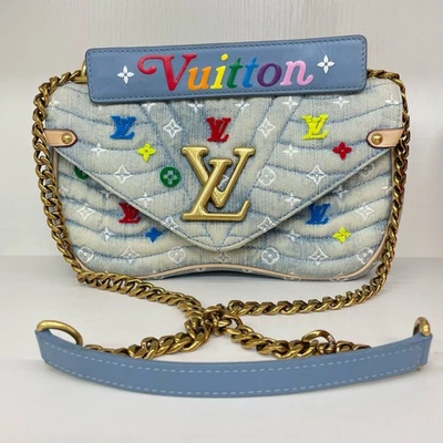 Bolso Bandolera Louis Vuitton New Wave Denim Bordado Monograma Hombro Chip Foto 1 de 4