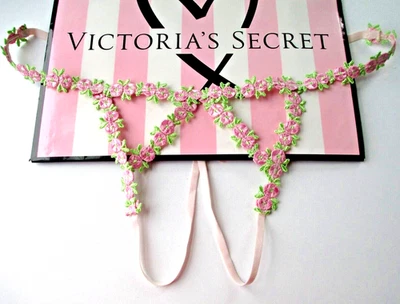 VICTORIA'S SECRET DREAM ANGELS Open V-String Thong Panty VS Floral Pink S M L XL - Image 1 of 4