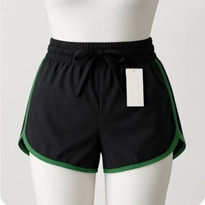 Women’s Black & Green Athletic Running Yoga Shorts - Large (New with tags) - Picture 1 of 8
