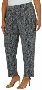 ¡Nuevo! Pantalones de mujer Plus 1X Melissa Paige abstractos estampados en blanco y negro - Imagen 1 de 5