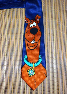 Vintage Cartoon Network Hanna-Barbera Scooby Doo Silk Necktie 2003  Navy Blue - Image 1 of 3