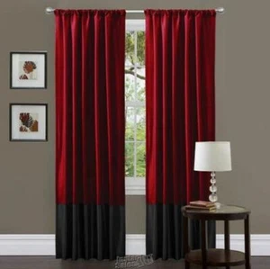 Lush Décor Milione Fiori Curtains Red Black Elegant 84"Hx42"W - Picture 1 of 2