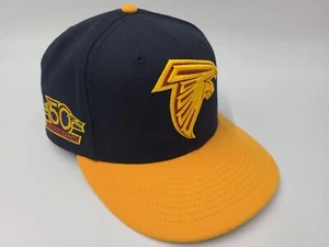 Atlanta Falcons 50 Seasons New Era 59Fifty Fitted 7 5/8 Hat Cap NFL Blue Yellow - Picture 1 of 13