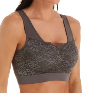 Rhonda Shear 557604 Smokey Grey Lace Overlay Bra, Large - Picture 1 of 1