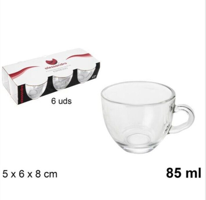 Set 6 Tazzine Caffè In Vetro Da 85ml | Manico Termico | Lavastoviglie Safe | Design Elegante - Foto 9