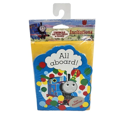 VINTAGE THOMAS THE TANK ENGINE BIRTHDAY PARTY INVITATIONS NEW SEALED CARDS - Image 1 of 3