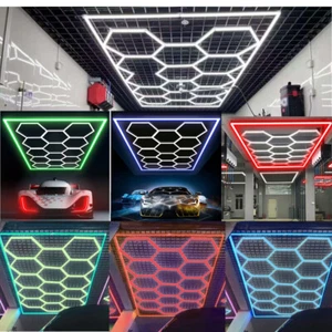 14* Hexagon LED Lampe Röhren Werkstatt Garage Wand Decken Leuchte Beleuchtung - Bild 1 von 32