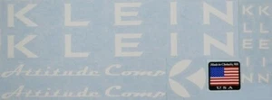Klein Attitude Comp Decals ~ Klein Downtube, Toptube, Headtube ~ White Decal Set - Picture 1 of 1