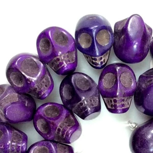 Purple Turquoise Side Drilled Skull Beads 15" DIY 14x10x13mm Magnesite TU738 - Picture 1 of 2