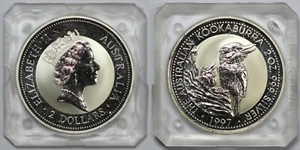 1997 Australian Kookaburra 2oz Silver Bullion Coin in Perth Mint Square Capsule - Picture 1 of 3