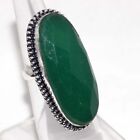925 Silver Plated-Simulated Emerald Ethnic Gemstone Ring Jewelry US Size-7 AU f4