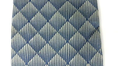 Claiborne Necktie Tie Blue Silver Square Pattern 100% Silk 43170 New - Image 1 of 3