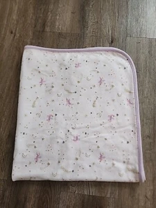 First Impressions Pink Purple Gold Glittery Unicorn Moon Stars Baby Blanket Girl - Picture 1 of 3