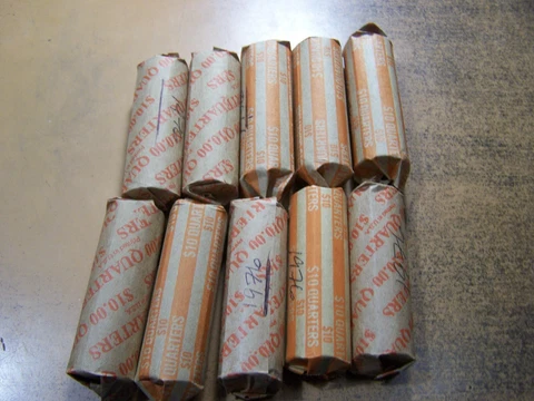1976 10 roll lot Washington bicentennial quarters mixed mint marks 400 coins 512 Cover