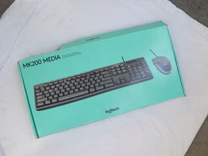 New Logitech MK200 Media Plug & Play USB Combo Keyboard & Mouse - Picture 1 of 15