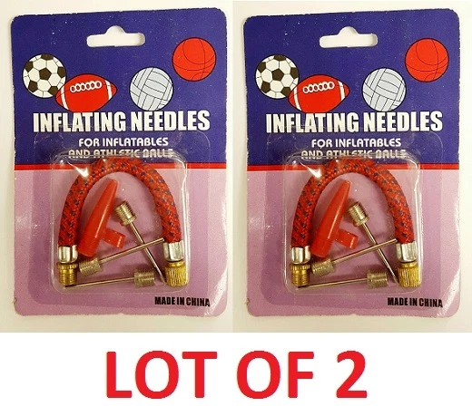 LOT of 2 Sets Sports Athletic Ball Inflator Kit Air Pump Needles Extension Hose