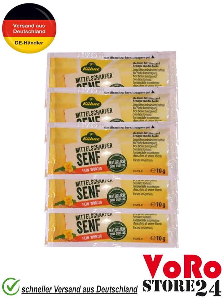 Kühne mittelscharfer Senf  1/ 5/ 10/ 15 /20 /30 Portionsbeutel á 10 g - Bild 1 von 1