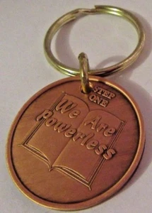 Schritt 1 EIN Schlüsselanhänger Anonyme Alkoholiker AA Medaillon Kette Münze Medaille Kupfer - Bild 1 von 7