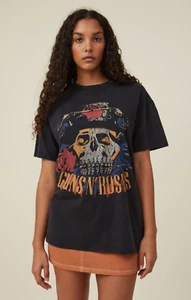 Cotton:On Womens Boyfriend Fit Guns N Roses Tee Oversized Music T-Shirt Size S - Picture 1 of 4