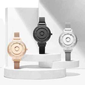 Damen Magnetuhr Kein Glas Quarzuhren Elegant Minimalistisch Damenuhr - Bild 1 von 8