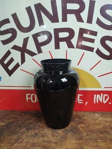 Mid Century Modern Pilgrim Glass Vase ~ Black Glossy Finish - Picture 1 of 6