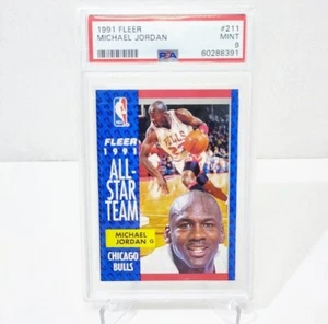 PSA 9 / Michael Jordan Team Leader Fleer 1991 - NBA card #375 Mint Graded  - Picture 1 of 7
