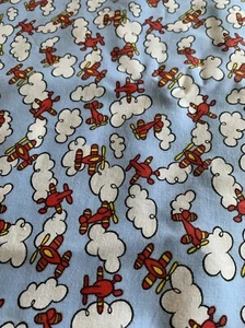 1/2 Yd Vintage Airplanes Flying in Clouds Cotton Fabric B3 - Picture 1 of 4