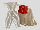 Antique French Fashion Doll Undergarments, Corset Slip Split Crotch Bloomers