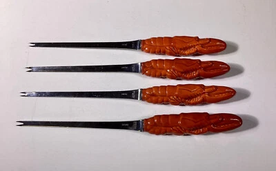 Set of 4 ~ Lobster Handle Seafood Picks ~ Made in France - Image 1 of 3