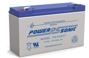 Power Sonic PS6100 6V 12Ah SLA Rechargeable Battery F1 Terminal Sealed Lead Acid - Picture 1 of 2