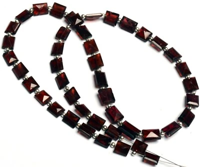 Natural Gem Mozambique Garnet 7 to 9 mm Faceted Baguette Beads 16.5" Strand - Image 1 of 4