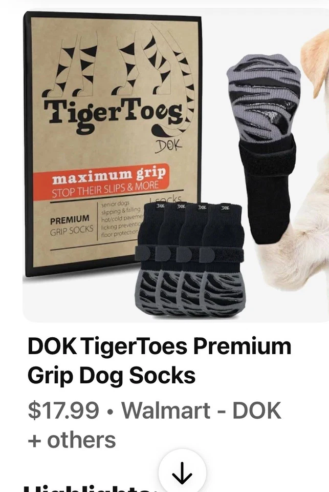 Tiger Toes 4 Piezas Calcetines Antideslizantes Protectores de Pata Gris Talla Grande Nuevos Foto 1 de 4