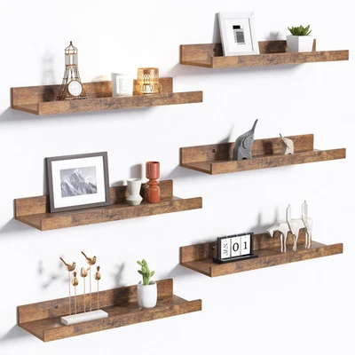 Floating Shelves for Wall, Wall Shelves for Decor Storage Set of 6, Wall Mounted - Image 1 of 4