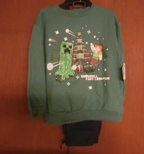 Minecraft boys Christmas graphic sweatshirt & sweatpants size 10/12 Brand New - Picture 1 of 4
