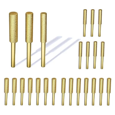 Punte per affila motosega placcate in titanio 24 pezzi - Burr1786 ad alta durezza - Immagine 1 di 4