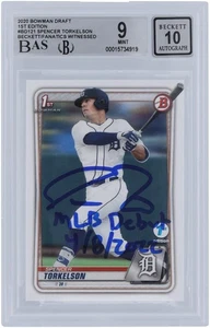 Spencer Torkelson Tigers Signed 2020 Bowman BD-121 BAS 9/10 Rookie Card w/Insc - Picture 1 of 3